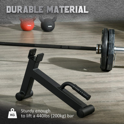 2Pcs Deadlift Barbell Jack with Non-Slip Handle and Plastic Padding for Easy Loading 400kg Plates - Black
