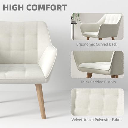Set of 2 Accent Chair, Arm Chair with Slanted Back, Thick Padding and Rubber Woo