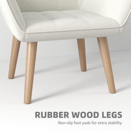 Set of 2 Accent Chair, Arm Chair with Slanted Back, Thick Padding and Rubber Woo