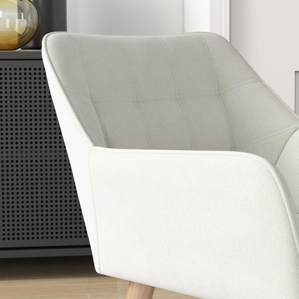 Set of 2 Accent Chair, Arm Chair with Slanted Back, Thick Padding and Rubber Woo