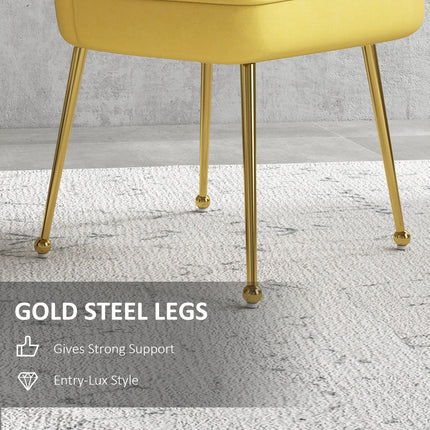 Set of 2 Velvet-Feel Shell Accent Chair - Yellow