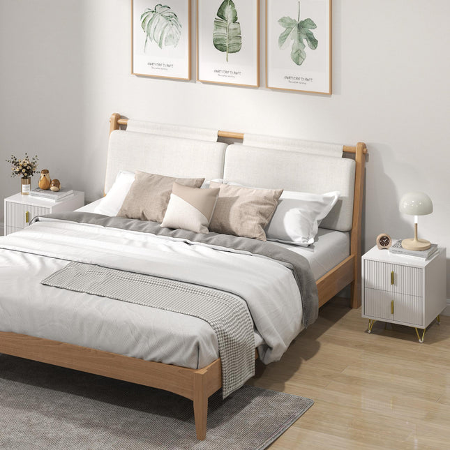 Set of 2 Elegant Chest of Two Drawers - White/Gold-Tone