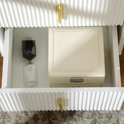 Set of 2 Elegant Chest of Two Drawers - White/Gold-Tone