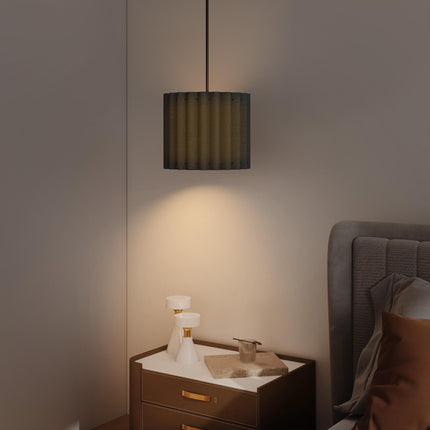 Linen Pendant Light, Bedside Ceiling Lamps with E27 Bulb, Modern Hanging Lights for Living Room, Bedroom, Kitchen, Hallway, Black