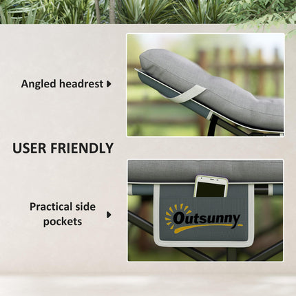 68cm Wide Folding Bed, Camping Cot for Adults with Mattress, Carry Bag, Storage Pocket, Max Load 150kg, Light Grey