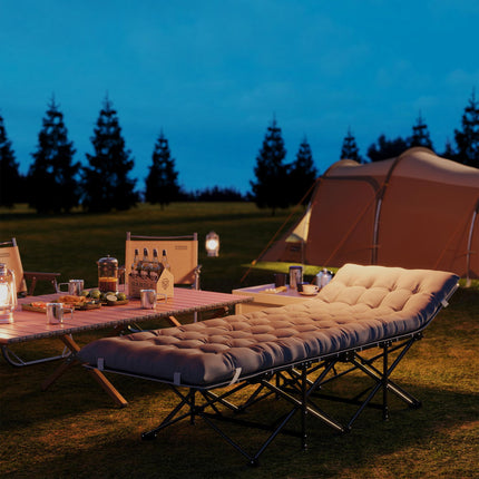 68cm Wide Folding Bed, Camping Cot for Adults with Mattress, Carry Bag, Storage Pocket, Max Load 150kg, Light Grey