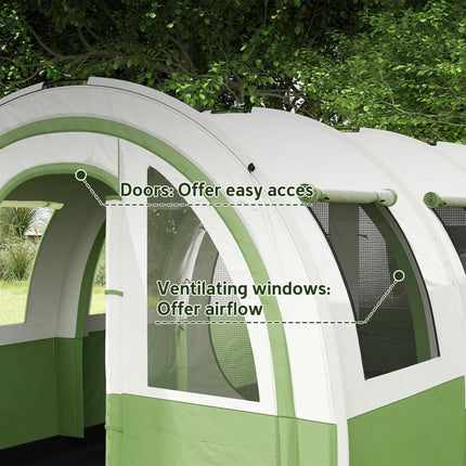 3000mm Waterproof Camping Tent, 5-6 Man Family Tent with Living and Bedroom, Carry Bag Included, Cream and Green