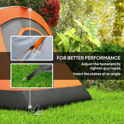5-6 Man Dome Camping Tent - Orange