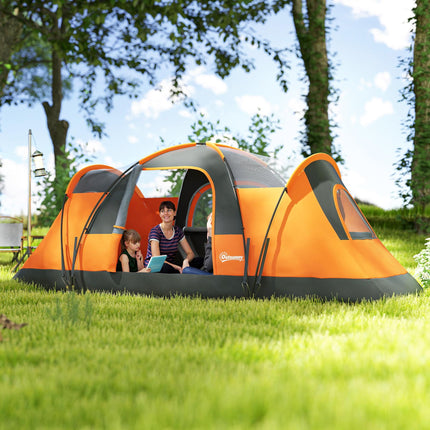 5-6 Man Dome Camping Tent - Orange