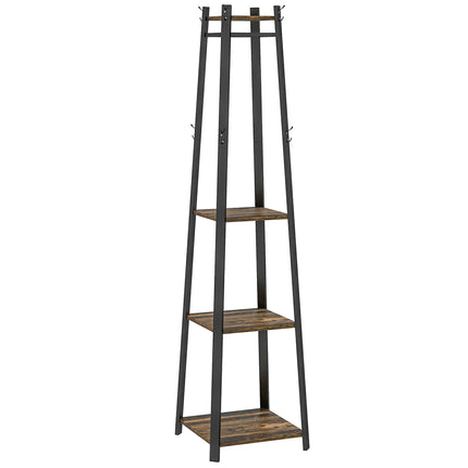 Compact Freestanding Coat Rack -  Black/Brown