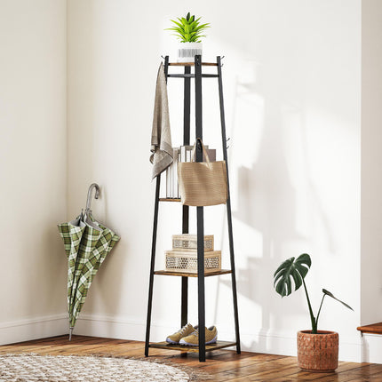 Compact Freestanding Coat Rack -  Black/Brown