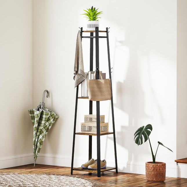 Compact Freestanding Coat Rack -  Black/Brown
