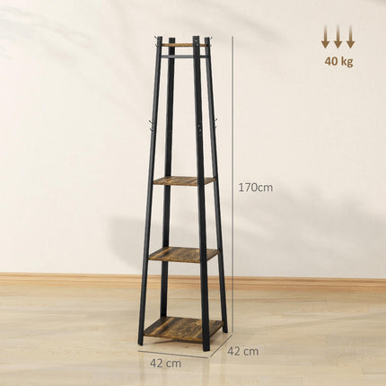 Compact Freestanding Coat Rack -  Black/Brown