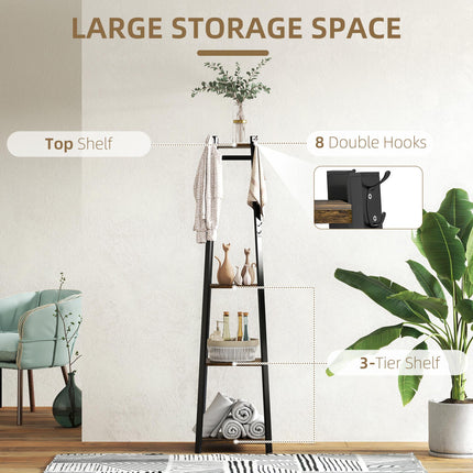 Compact Freestanding Coat Rack -  Black/Brown