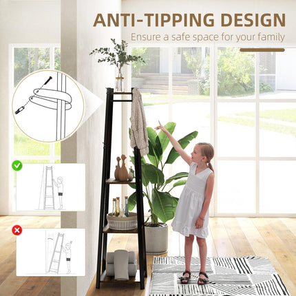 Compact Freestanding Coat Rack -  Black/Brown