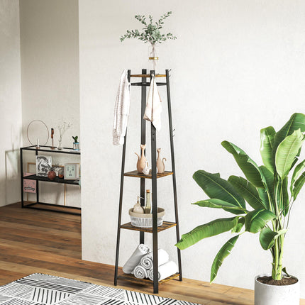 Compact Freestanding Coat Rack -  Black/Brown