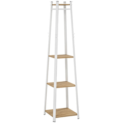 Compact Freestanding Coat Rack - White/Oak