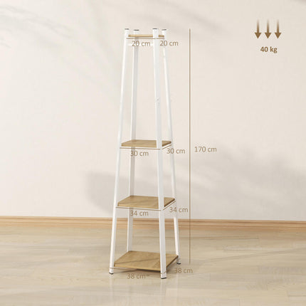 Compact Freestanding Coat Rack - White/Oak