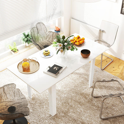 Extendable Rectangular Dining Table 120-160 x 70cm Seats 4-6 - High Gloss White
