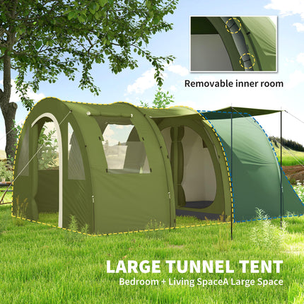 5-6 Man Camping Tent with 2 Room, Floor and Carry Bag - Green