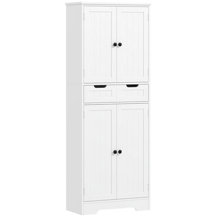 Tall Freestanding Bathroom Storage Cabinet with Drawer and Adjustable Shelves 60x30x160 cm - White