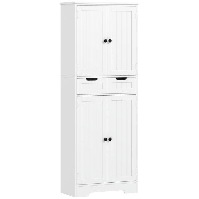 Tall Freestanding Bathroom Storage Cabinet with Drawer and Adjustable Shelves 60x30x160 cm - White
