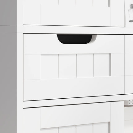 Tall Freestanding Bathroom Storage Cabinet with Drawer and Adjustable Shelves 60x30x160 cm - White