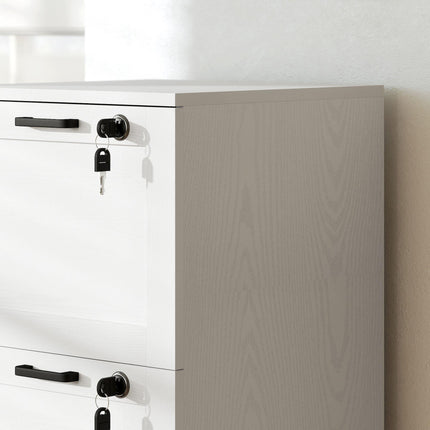 3-Drawer Filing Cabinet with Lock - White