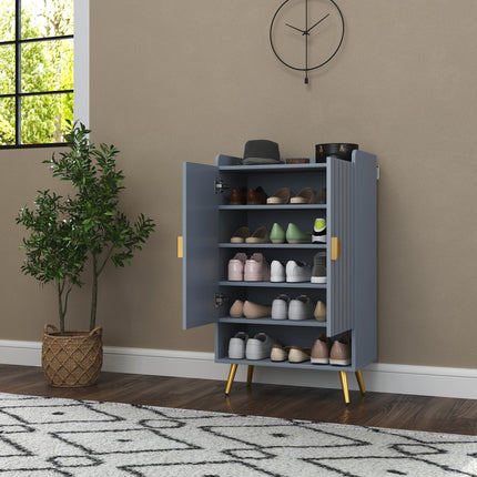 Modern Shoe Cabinet with 2 Doors, Open Shelf and Adjustable Shelves, 15 Pair Hal
