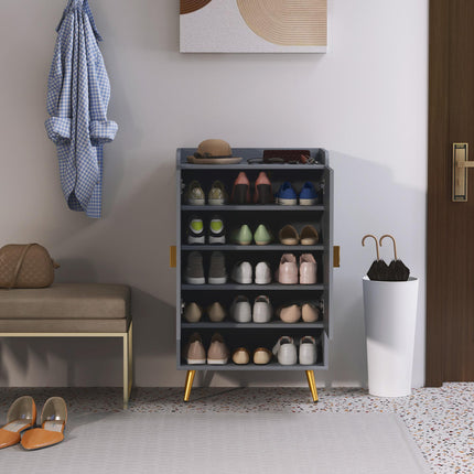 Modern Shoe Cabinet with 2 Doors, Open Shelf and Adjustable Shelves, 15 Pair Hal