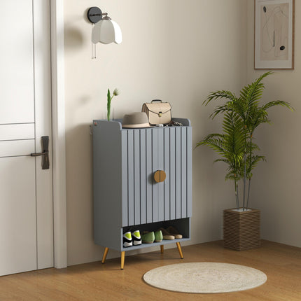 Modern Shoe Cabinet with 2 Doors, Open Shelf and Adjustable Shelves, 15 Pair Hal