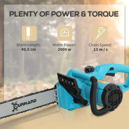 2000W Powerful Electric Chainsaw, 16" Aluminium Blade Portable Corded Chain Saw,