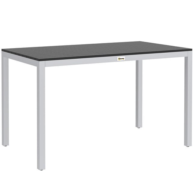 Outsunny Garden Table for 4-6, 120 x 70 cm Outdoor Dining Table with Rust-Resistant Aluminium Frame, Easy Maintenance Slatted Top, for Patio, Terrace, Balcony, Black