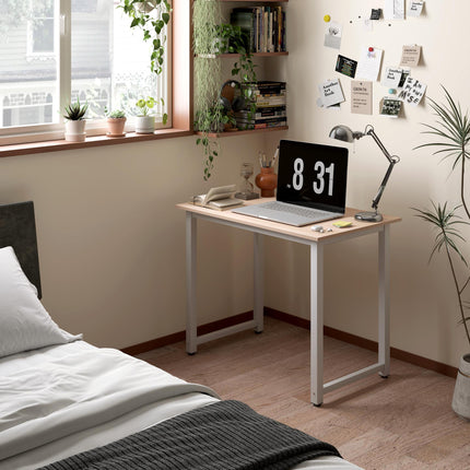 Computer Desk 100x60x76cm Metal Frame Workstation for Home Office - White