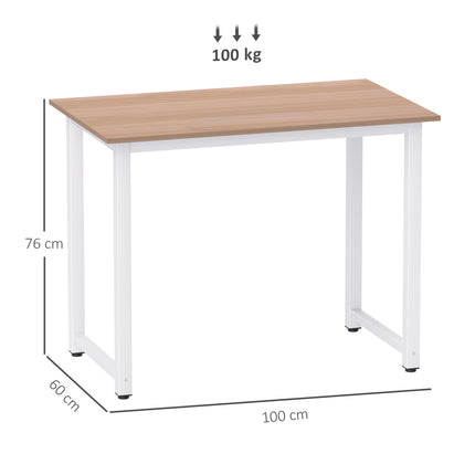 Computer Desk 100x60x76cm Metal Frame Workstation for Home Office - White