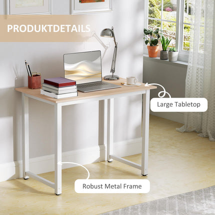 Computer Desk 100x60x76cm Metal Frame Workstation for Home Office - White