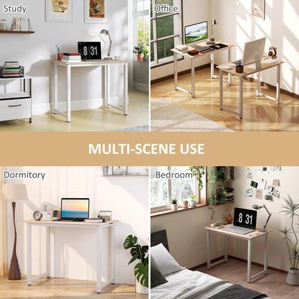 Computer Desk 100x60x76cm Metal Frame Workstation for Home Office - White