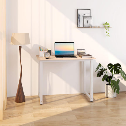 Computer Desk 100x60x76cm Metal Frame Workstation for Home Office - White