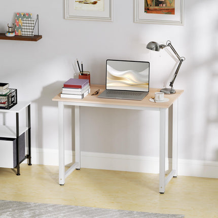 Computer Desk 100x60x76cm Metal Frame Workstation for Home Office - White