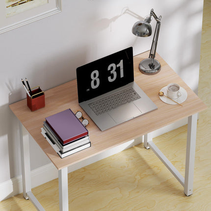 Computer Desk 100x60x76cm Metal Frame Workstation for Home Office - White