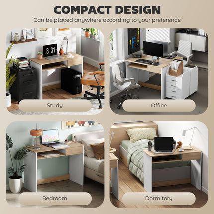 100cm Compact Computer Desk with Keyboard Tray, Home Office Desk with Drawer for