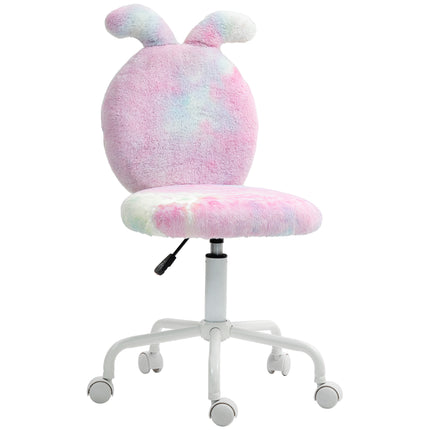 Fuzzy Office Chair with Bunny Ears, Faux Fur Swivel Desk Chair, Armless Makeup V