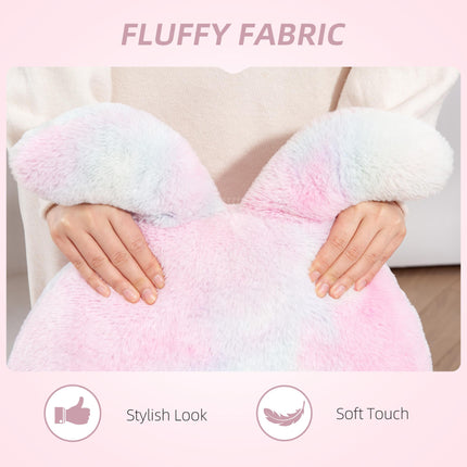 Fuzzy Office Chair with Bunny Ears, Faux Fur Swivel Desk Chair, Armless Makeup V