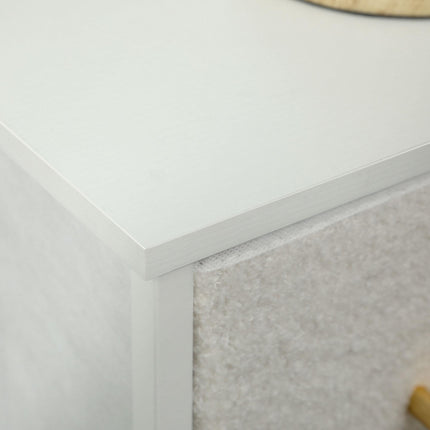 Chest of Drawers with 9 Boucle Fabric Drawers and Steel Frame - Cream White