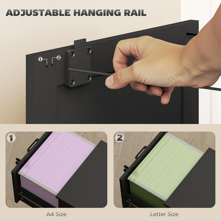 3-Drawer Filing Cabinet with Lock - Black