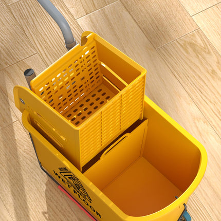 20 Litre Mop Bucket with Side Press Wringer and Wheels for Floor Cleaning - Yellow