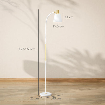 Floor Lamp for Living Room, Spotlight Reading Standing Lamp with Adjustable Height, Rocker on/off Switch, Indoor Task Lighting for Bedroom, Office, White (Bulb not Included)