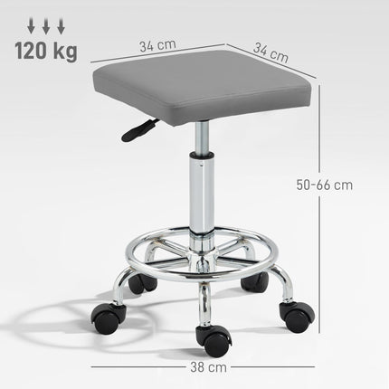 Faux Leather Padded Salon Stool - Grey