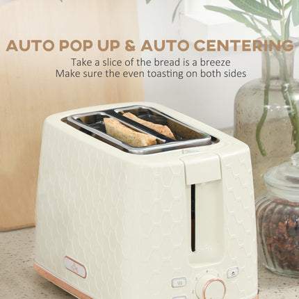 1.7L 3000W Fast Boil Kettle & 2-Slice Toaster Set with Auto Shut Off & Browning Controls - Beige