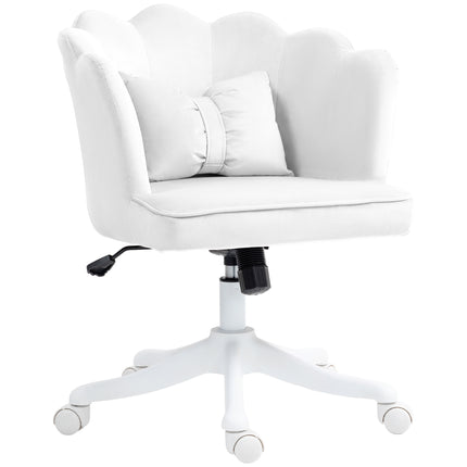 Velvet-Feel Petal Back Office Chair with Lumbar Support - White